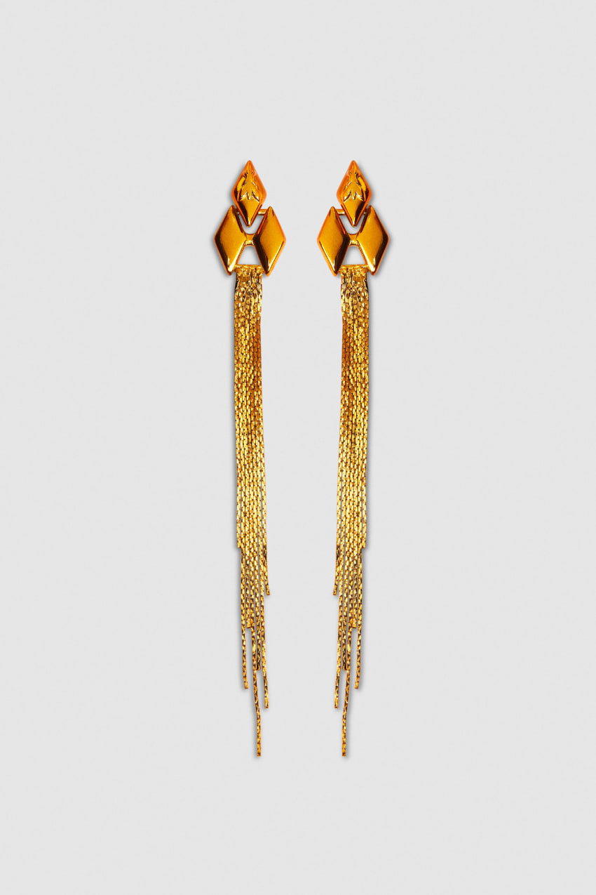 Patrizia Pepe Pendant Earrings With Micro Fly Links And Metal Fringing Oranssi | DZB869510