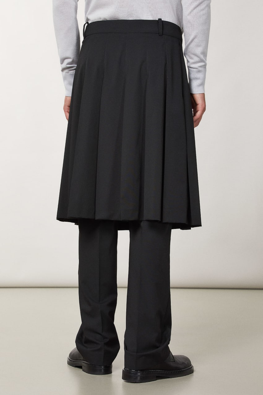 Patrizia Pepe Pleated Canvas Skirt Mustat | IOE932657