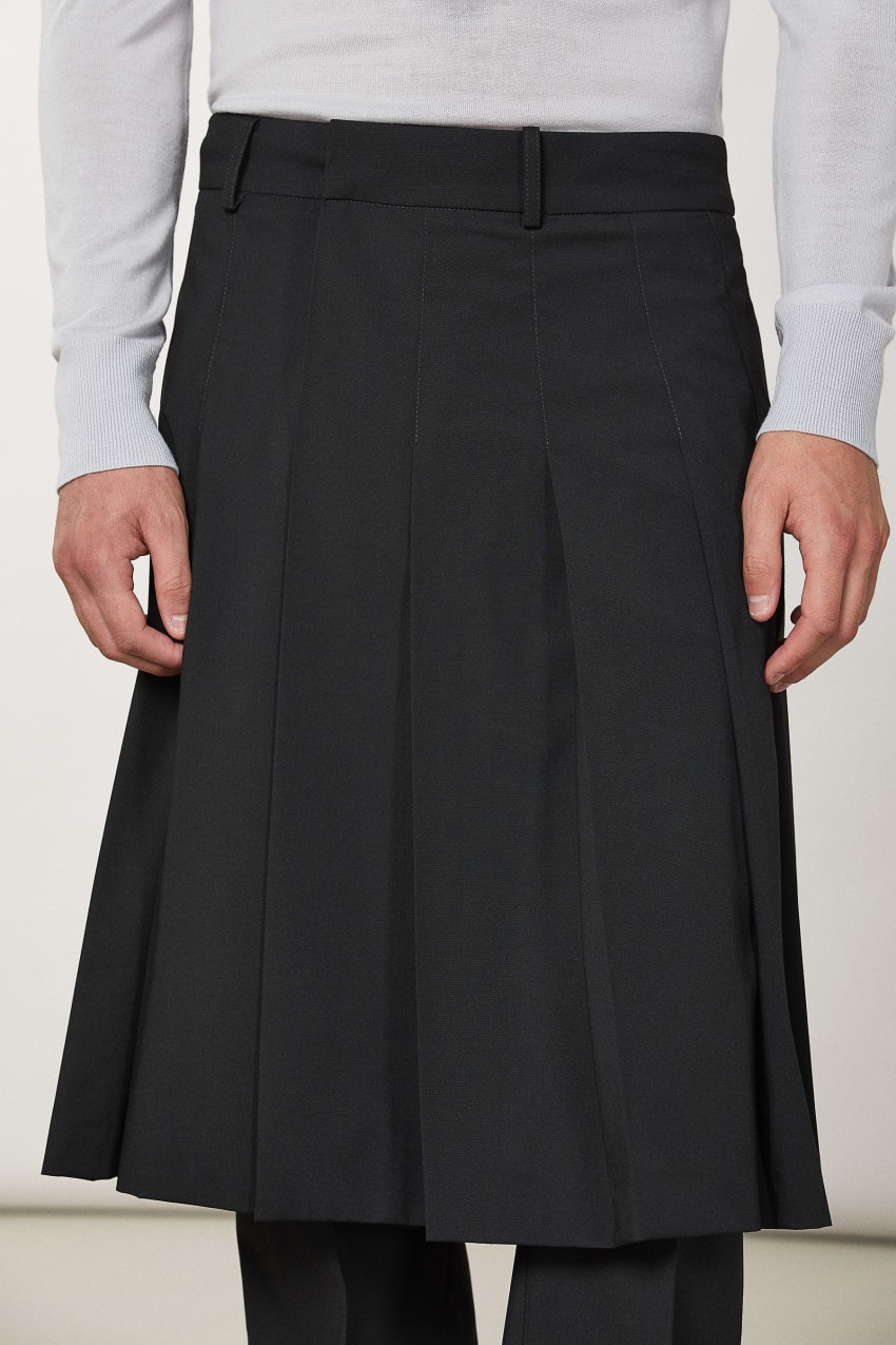 Patrizia Pepe Pleated Canvas Skirt Mustat | IOE932657