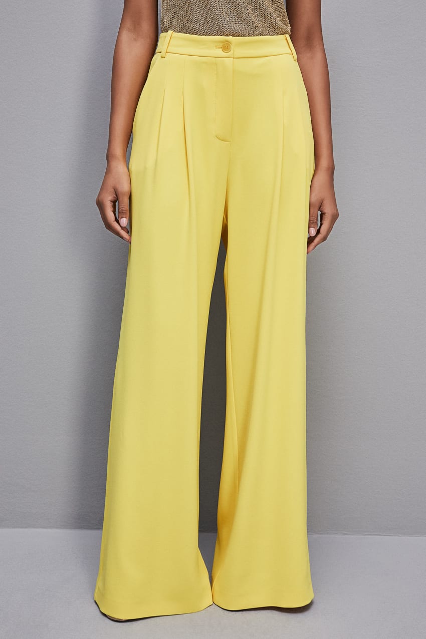 Patrizia Pepe Pleated Pants In Fluid Twill Keltainen | NPZ325879