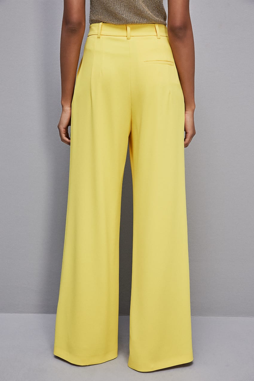 Patrizia Pepe Pleated Pants In Fluid Twill Keltainen | NPZ325879