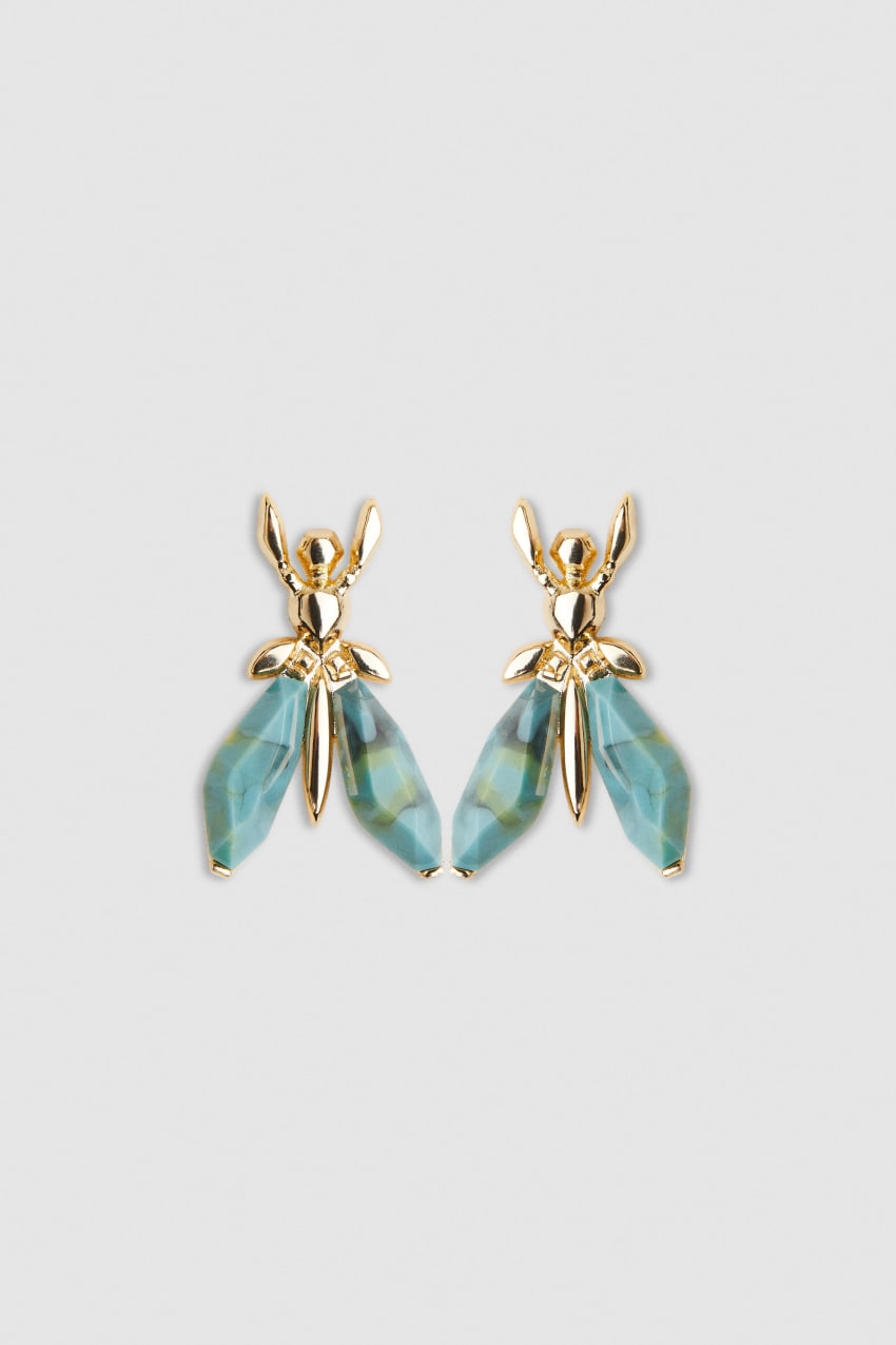 Patrizia Pepe Precious Fly Earrings With Stones Vihreä | VUC479306