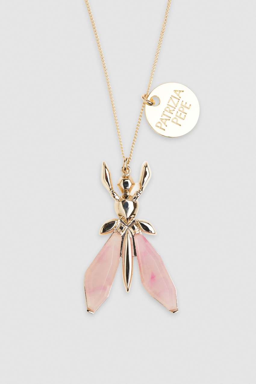 Patrizia Pepe Precious Fly Necklace With Stones Pinkki | KUM947156