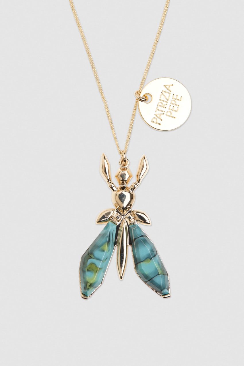 Patrizia Pepe Precious Fly Necklace With Stones Vihreä | PCN392746