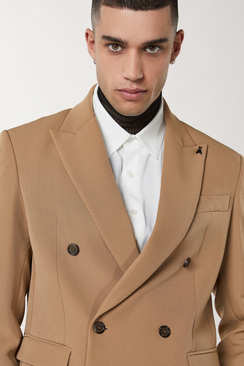 Patrizia Pepe Regular Fit Double-breasted Jacket Beige | BJZ230194