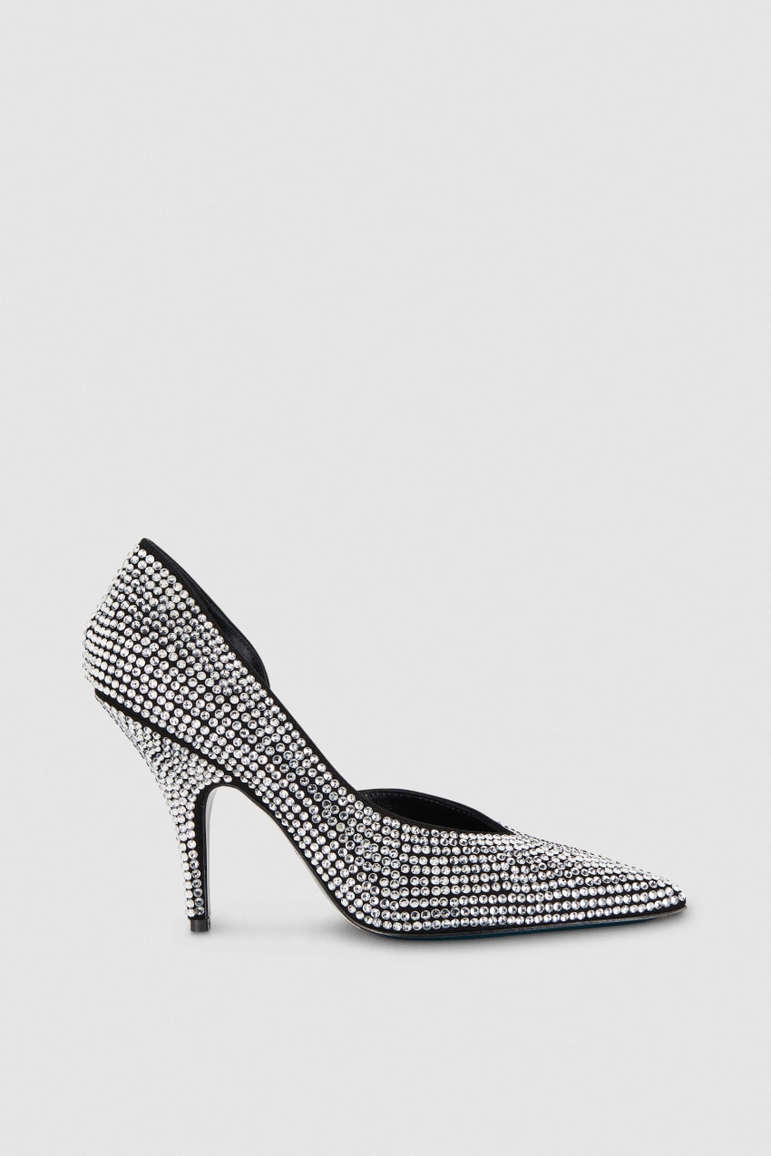 Patrizia Pepe Rhinestone-adorned Suede Pumps Mustat | YSE943106