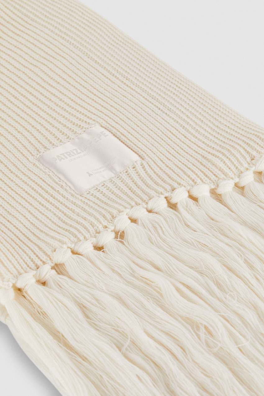 Patrizia Pepe Ribbed Scarf With Fabric Fringes Beige | QVU306241