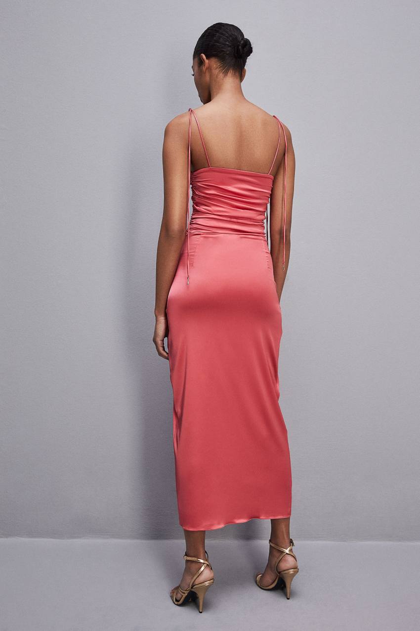 Patrizia Pepe Satin Midi Dress Pinkki | IDP704381