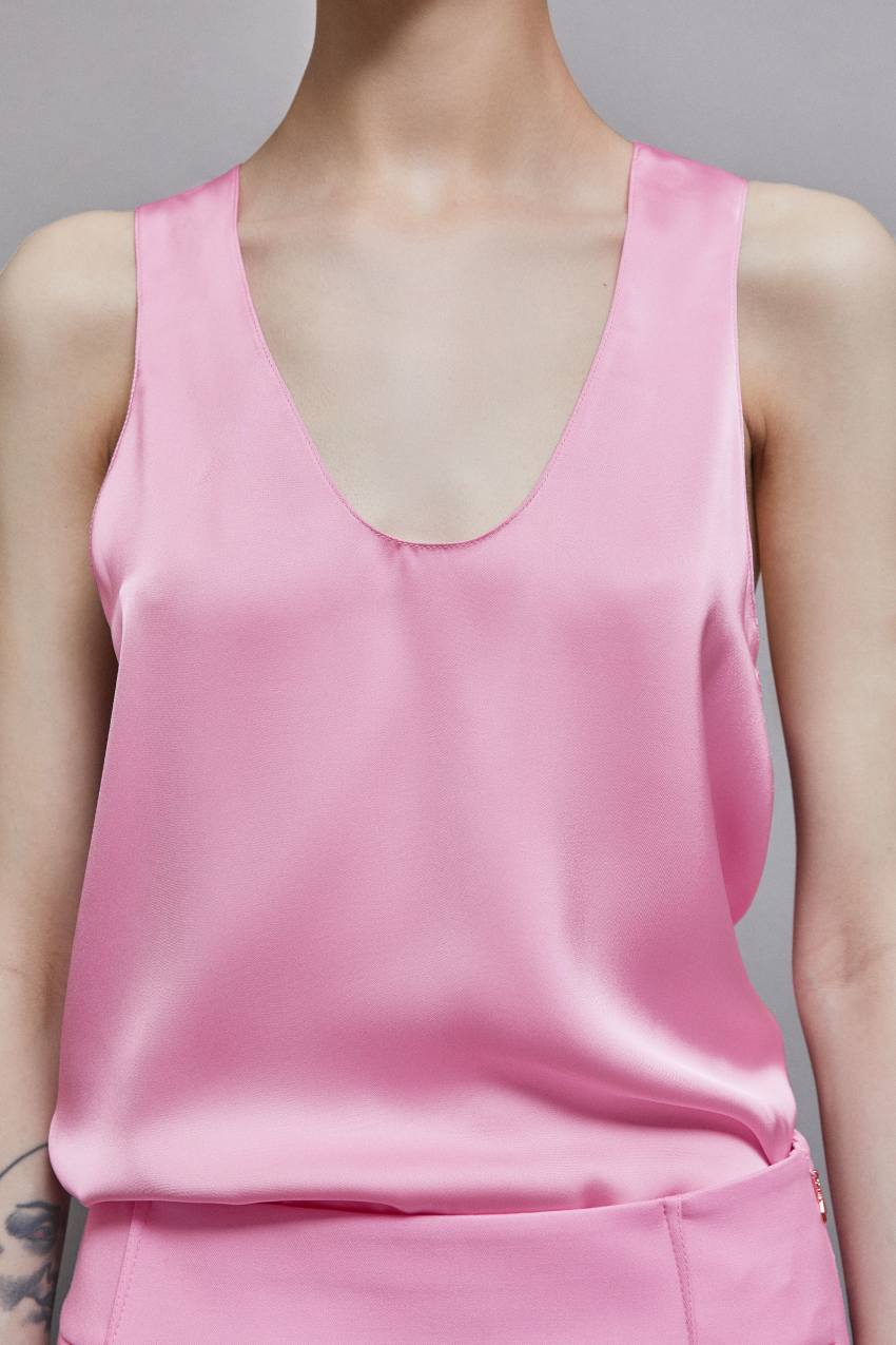 Patrizia Pepe Shiny Satin Blouse Pinkki | JYK245869