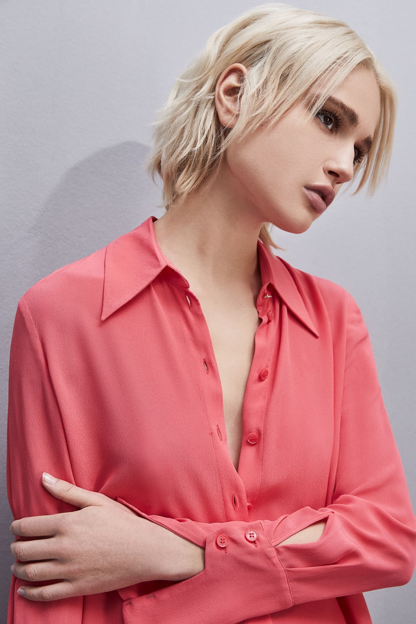 Patrizia Pepe Shirt With High Cuffs Pinkki | UQA253468