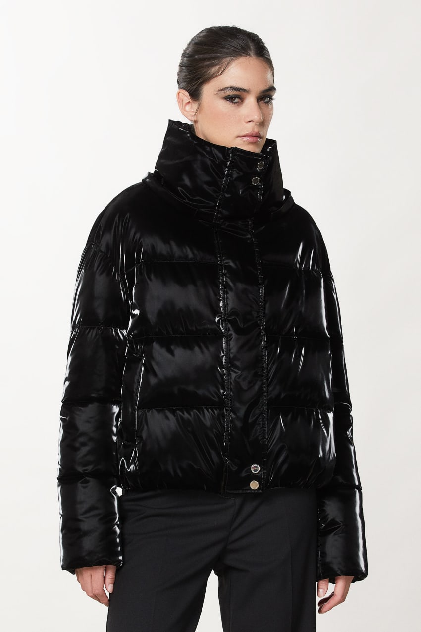 Patrizia Pepe Short Padded Down Jacket Mustat | KZQ894357