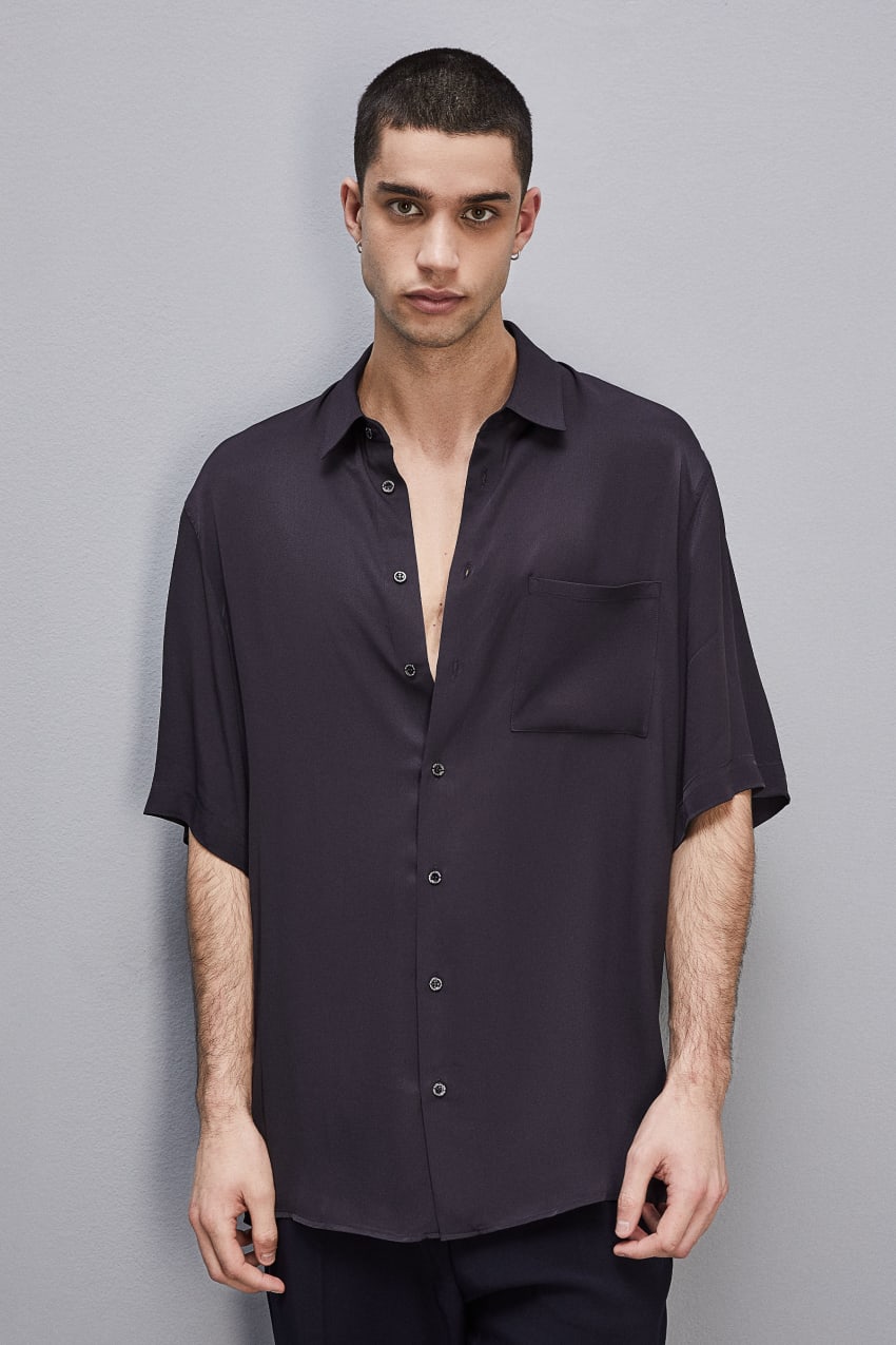 Patrizia Pepe Short Sleeve Shirt In Viscose Twill Sininen | XMQ102967