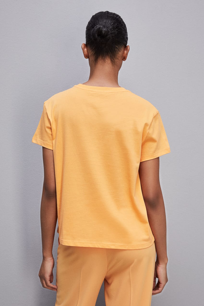 Patrizia Pepe Short-sleeved T-shirt With Logo In Organic Cotton Oranssi | OFA957824