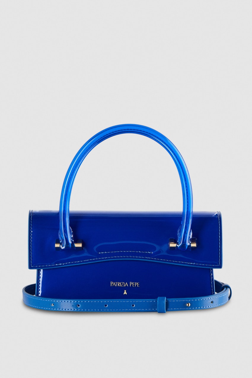 Patrizia Pepe Shoulder Bag In Coated Fabric And Leather Trim Vaaleansininen | MZY843027