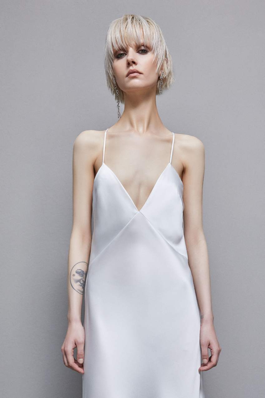 Patrizia Pepe Sleeveless Long Satin Dress Valkoinen | ZEX429653