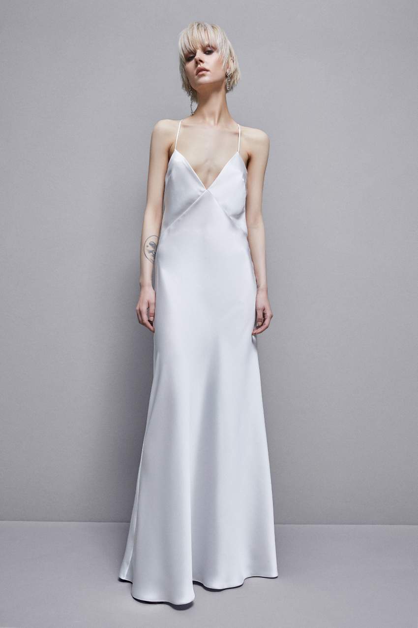 Patrizia Pepe Sleeveless Long Satin Dress Valkoinen | ZEX429653