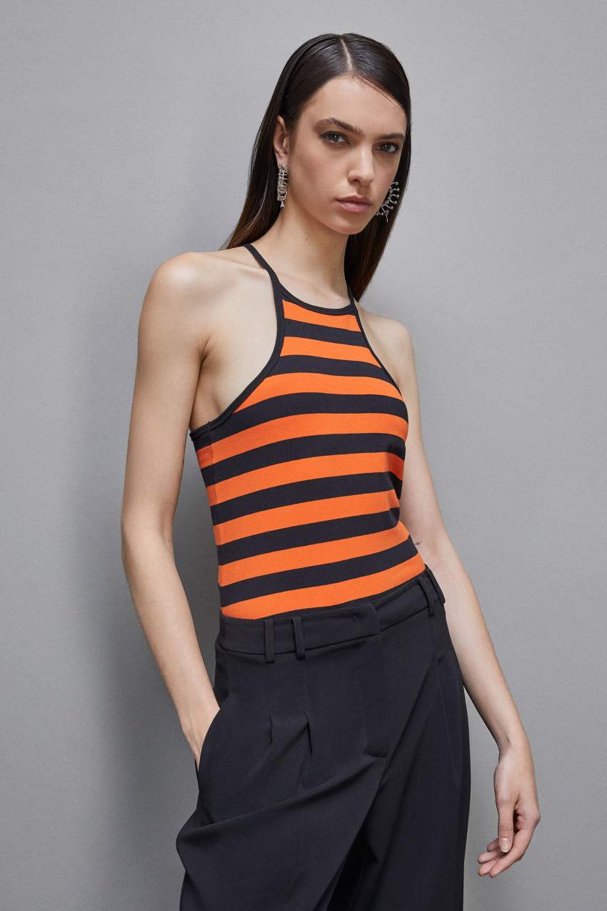 Patrizia Pepe Sleeveless Top In Stretch Cotton Jersey Mustat | UOC026587