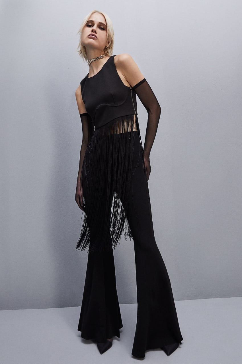 Patrizia Pepe Sleeveless Top With Fringes Mustat | RLV627390