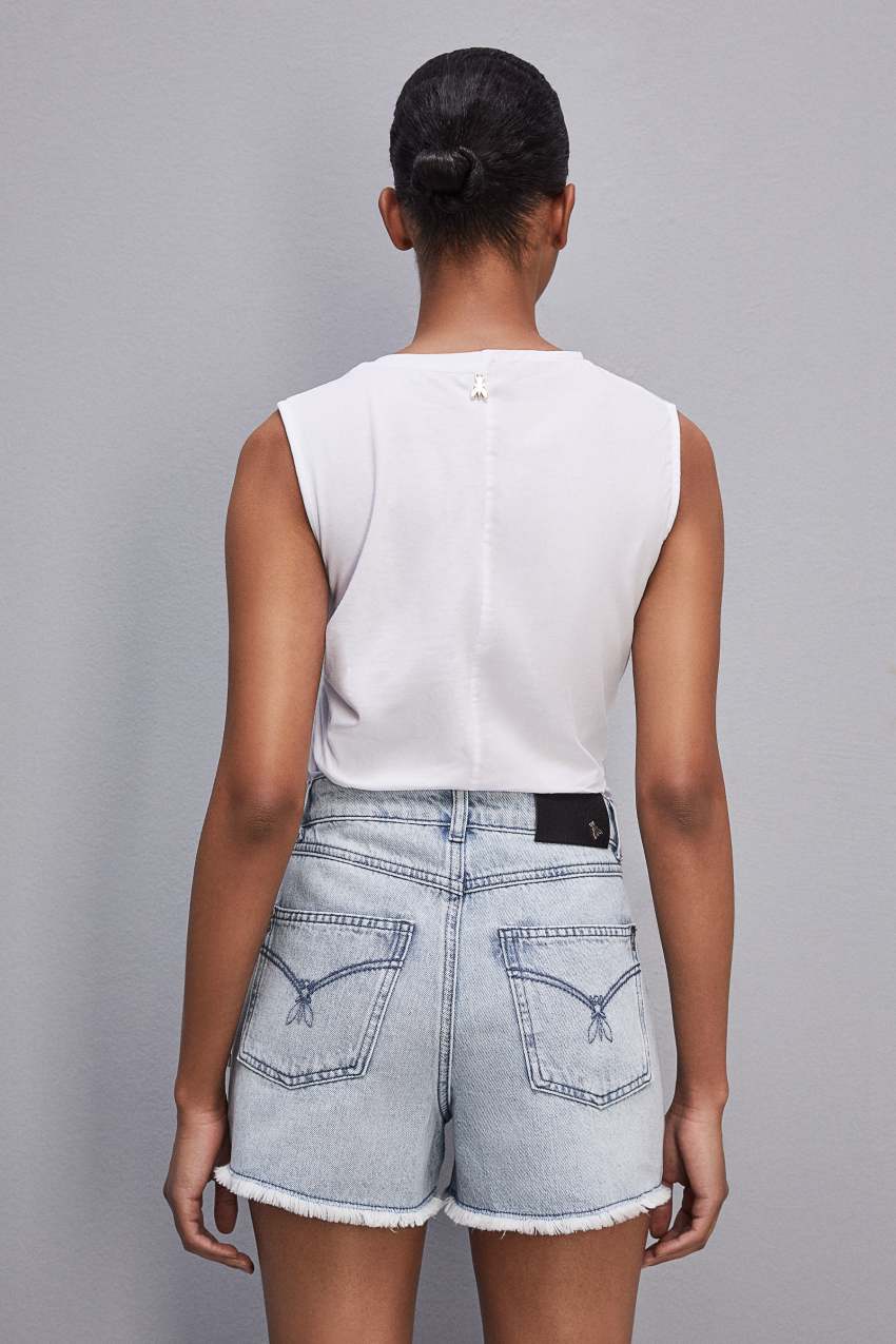 Patrizia Pepe Sleeveless T-shirt With Drawstring Valkoinen | OKQ135967