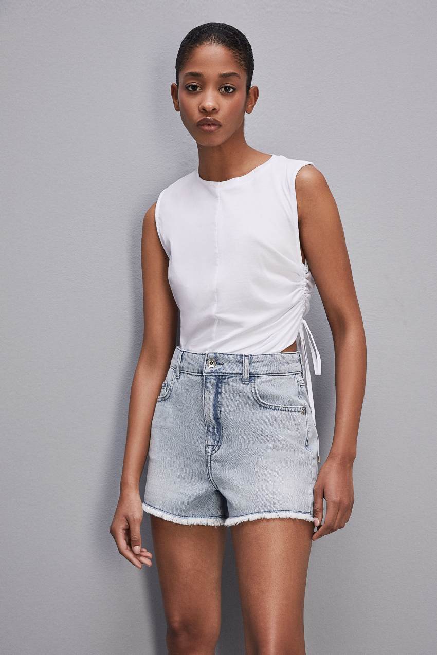 Patrizia Pepe Sleeveless T-shirt With Drawstring Valkoinen | OKQ135967