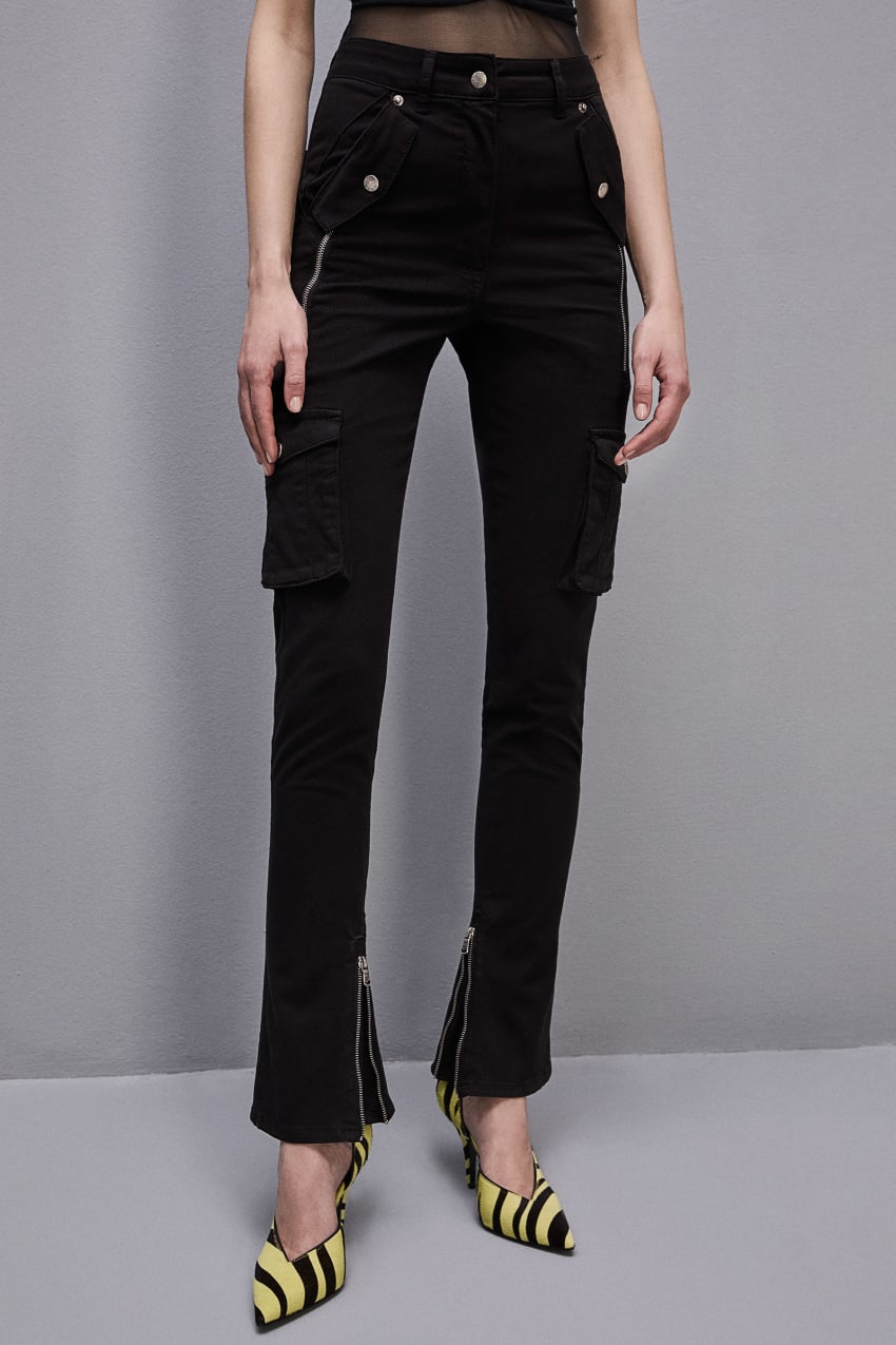 Patrizia Pepe Slim Cargo Pants Mustat | WFQ125309