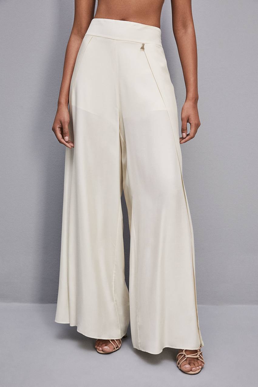 Patrizia Pepe Smock Stitch Palazzo Pants Valkoinen | QXS876042