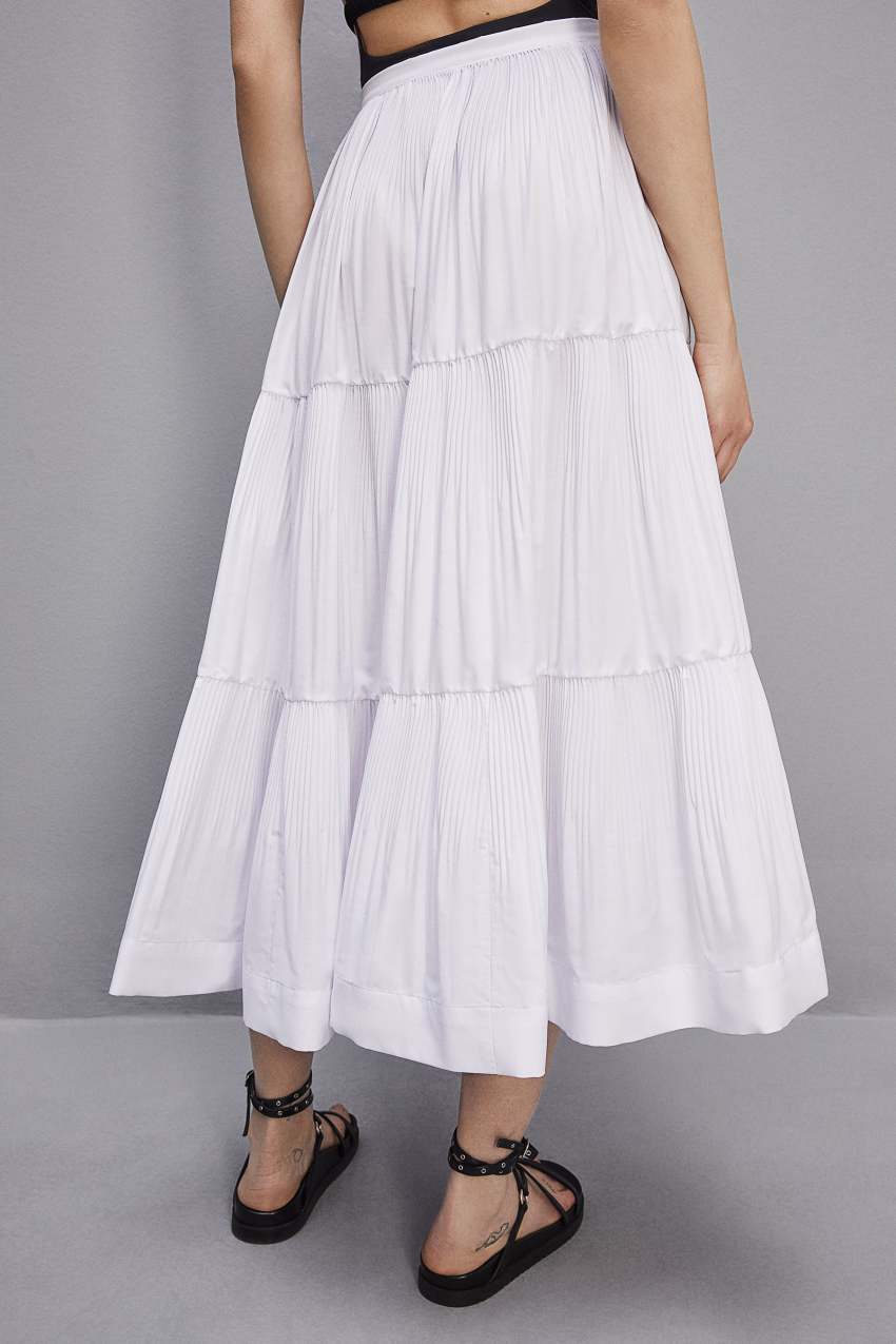 Patrizia Pepe Soft Ankle Pleated Skirt Valkoinen | PCO596802