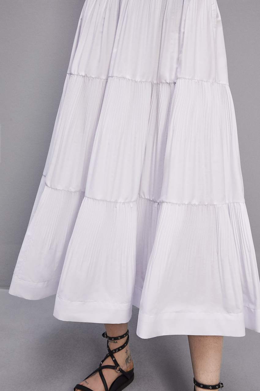 Patrizia Pepe Soft Ankle Pleated Skirt Valkoinen | PCO596802