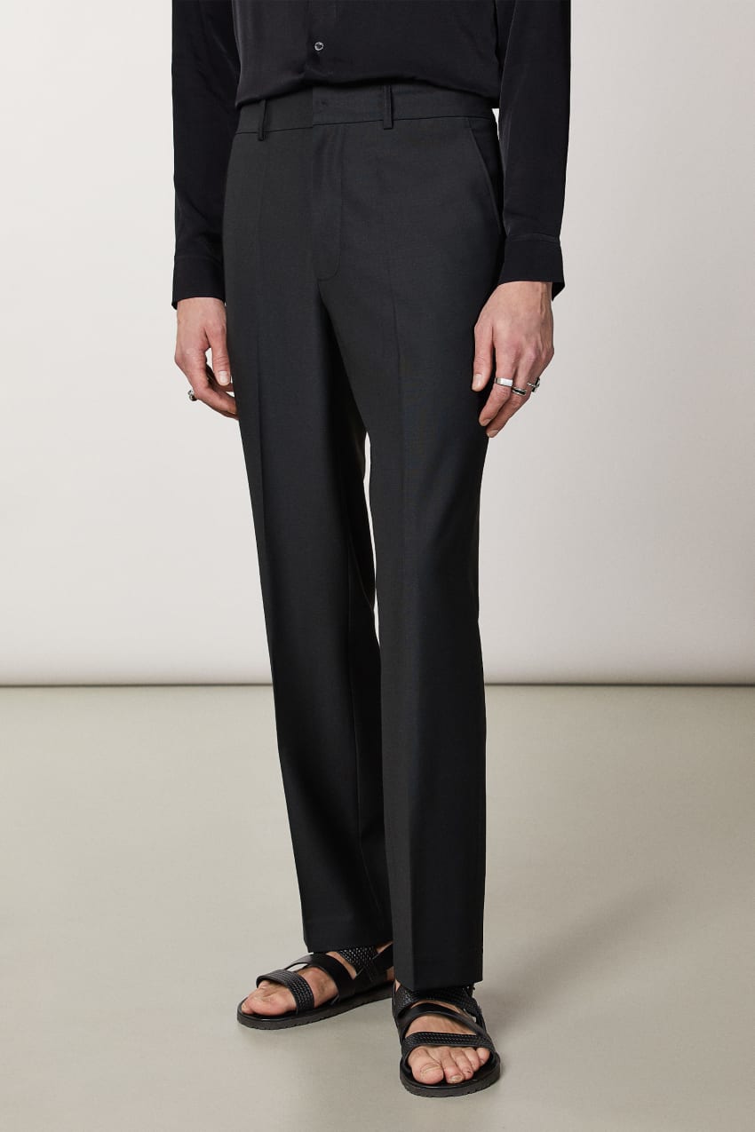 Patrizia Pepe Straight-fit Cool Wool Pants Mustat | MHB928610