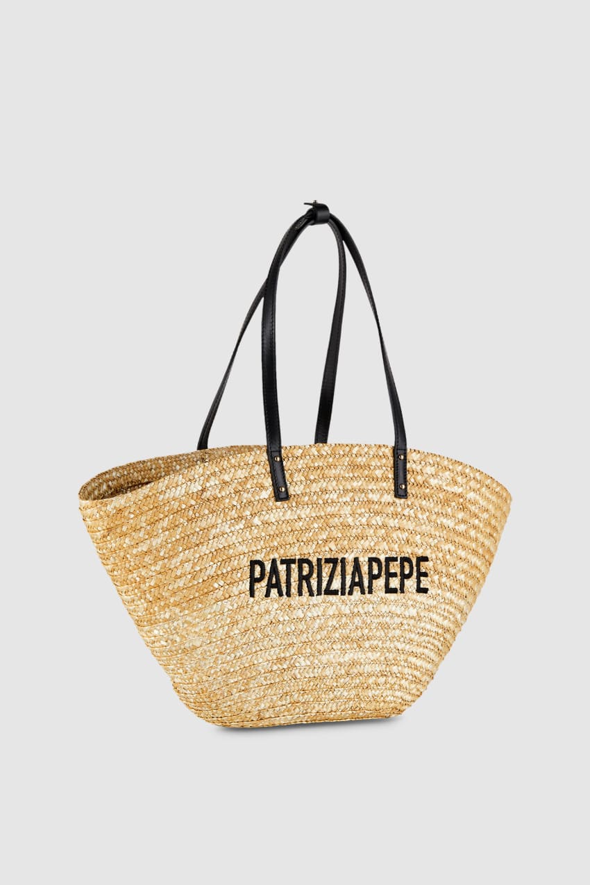 Patrizia Pepe Straw Shopper Beige | LZR497826