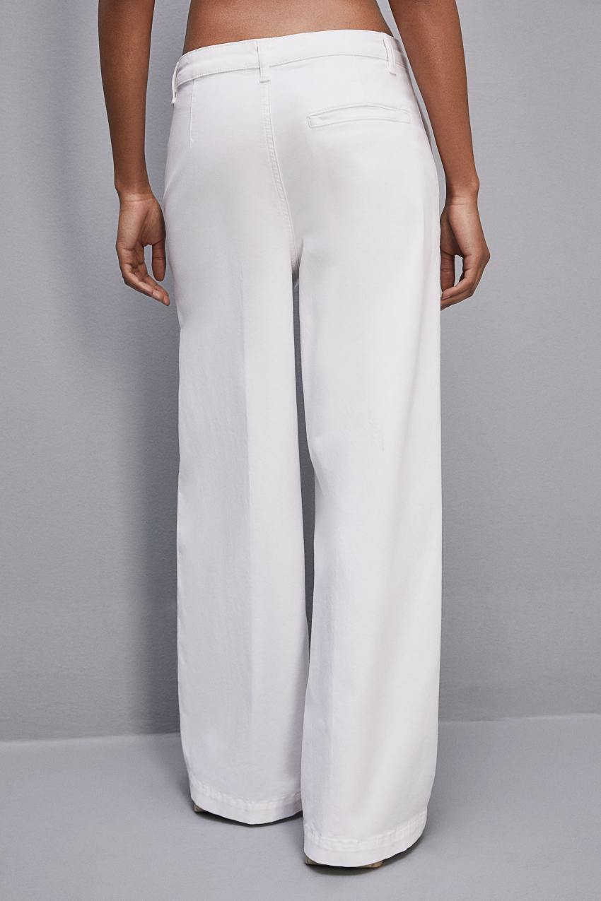 Patrizia Pepe Stretch Cotton Satin Palazzo Pants Valkoinen | QRO057634