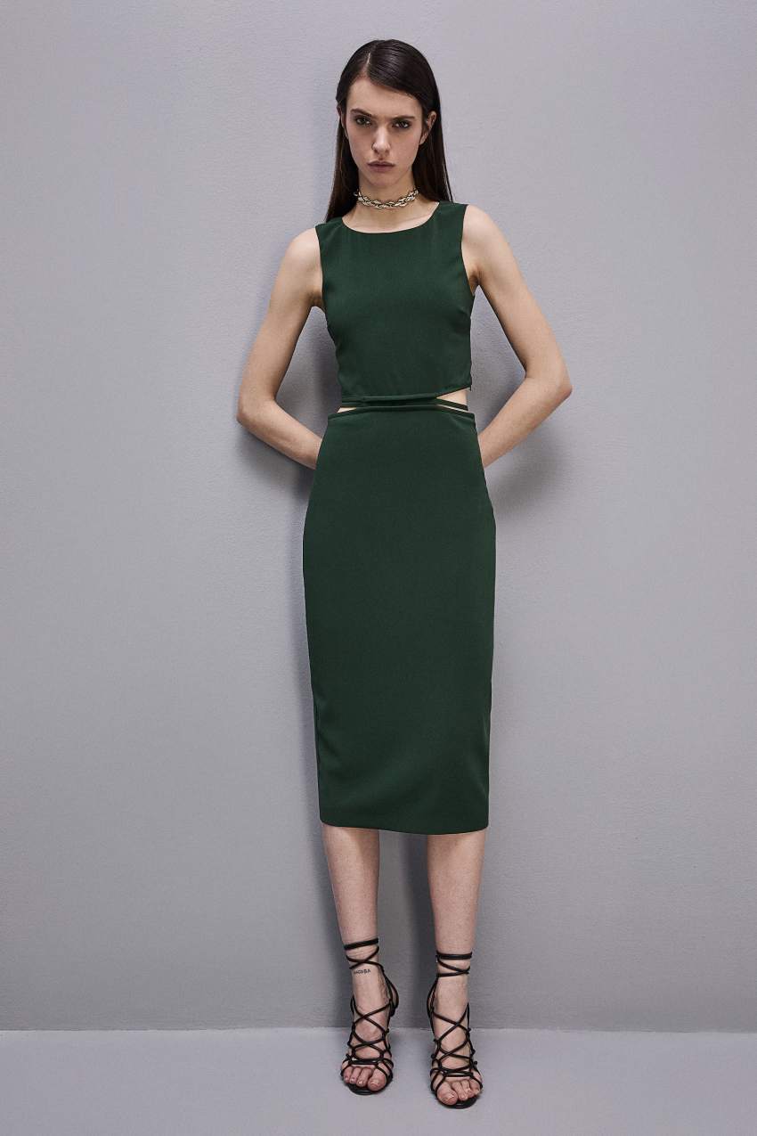 Patrizia Pepe Stretch Crew Neck Sleeveless Midi Dress Vihreä | TZS208519