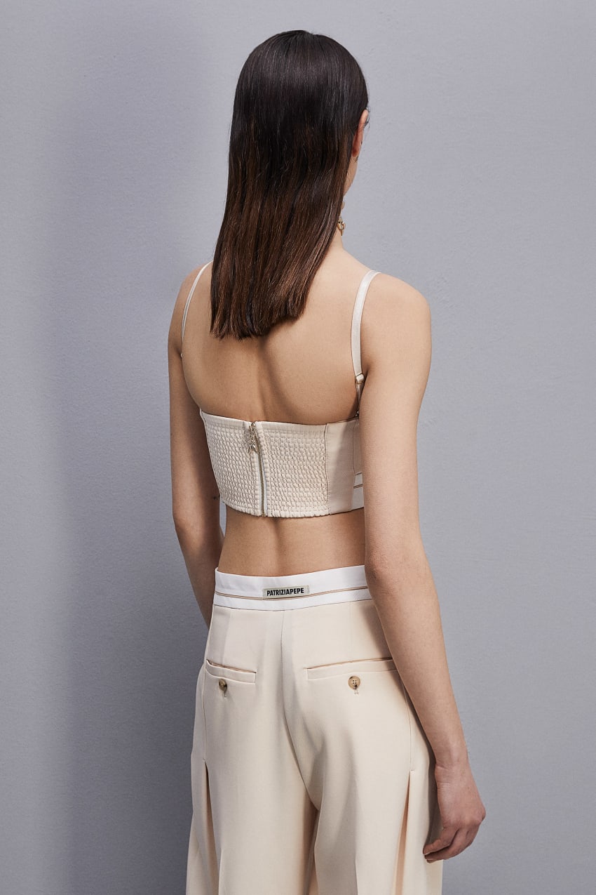 Patrizia Pepe Tailored Bustier With Belt Beige | QJM125463