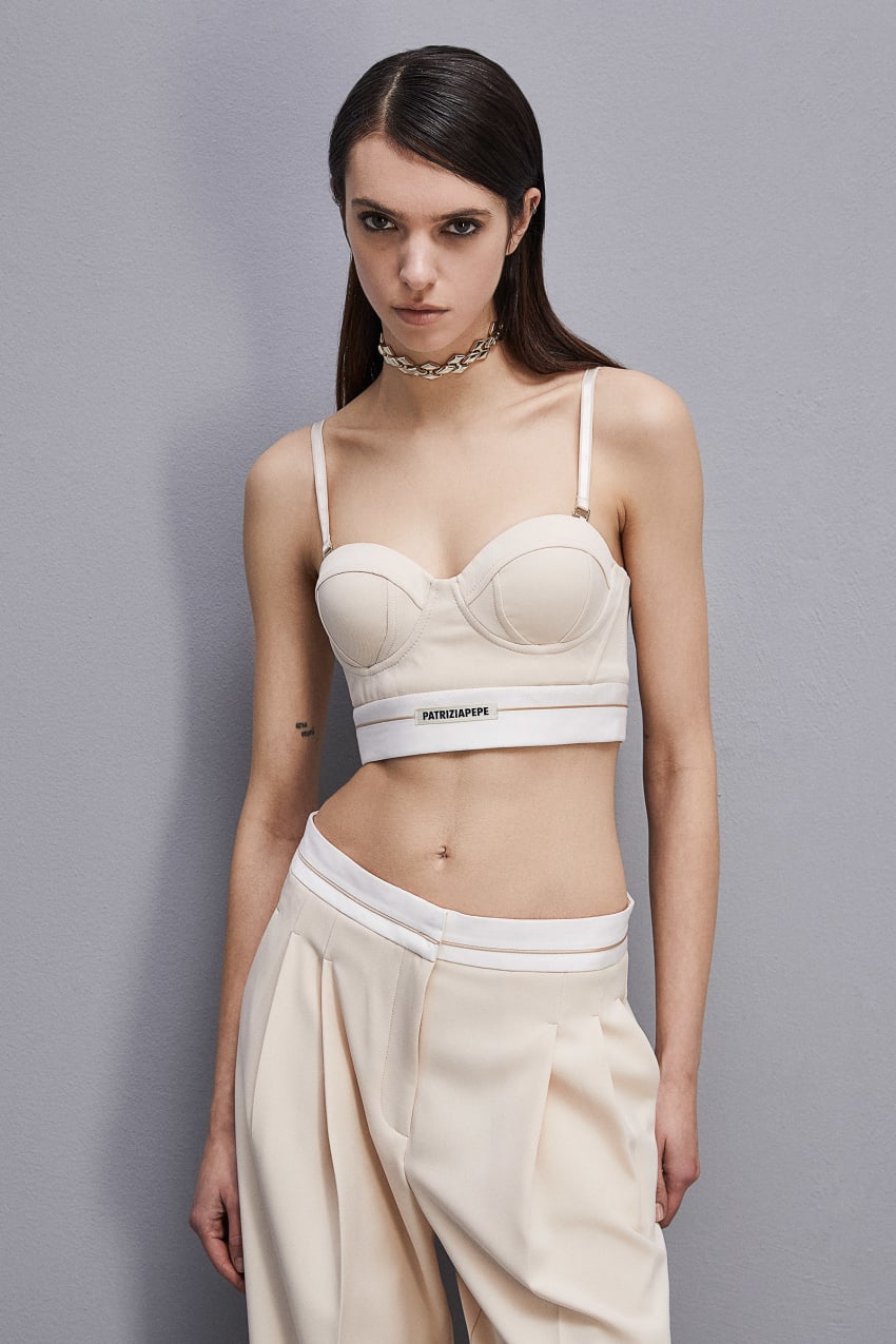 Patrizia Pepe Tailored Bustier With Belt Beige | QJM125463