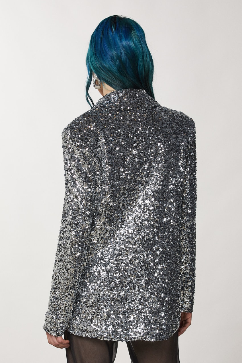 Patrizia Pepe Two-button Jacket With Sequins Harmaat | JNQ578039