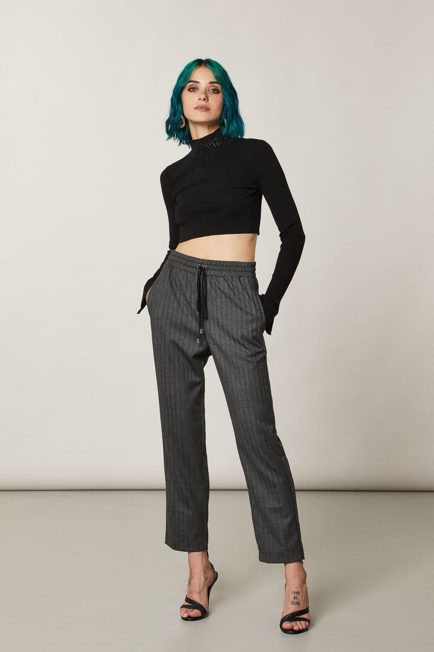 Patrizia Pepe Viscose Ankle Pants Mustat | OUZ156409