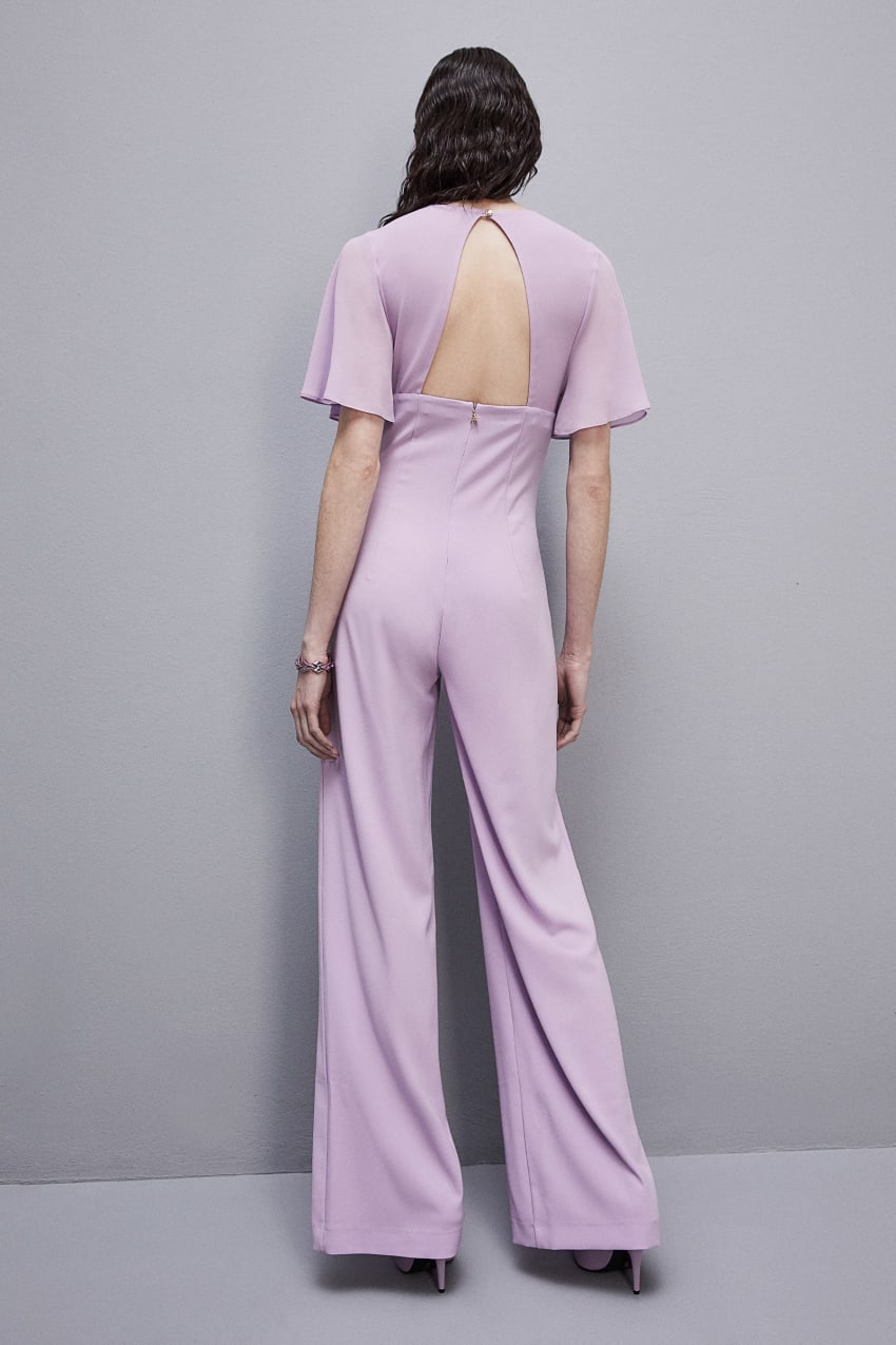 Patrizia Pepe V-neck Jumpsuit In Sablè Crepe Fabric Violetit | PAK370154