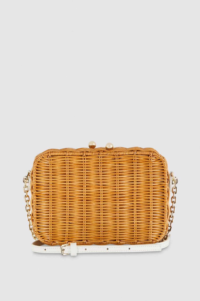 Patrizia Pepe Wicker Shoulder Bag Valkoinen | OKV930816