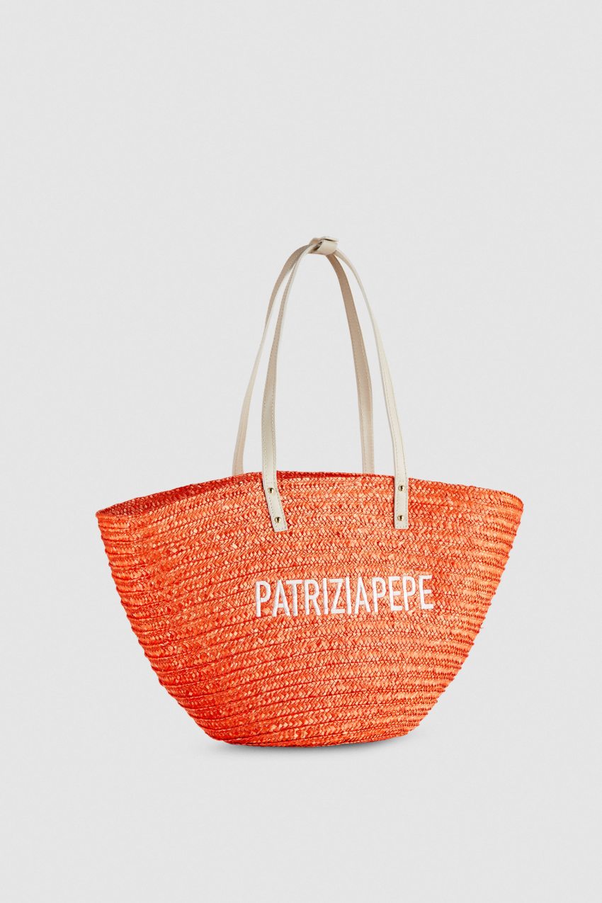 Patrizia Pepe Wide Braided Straw Shopping Bag Oranssi | AZS148027