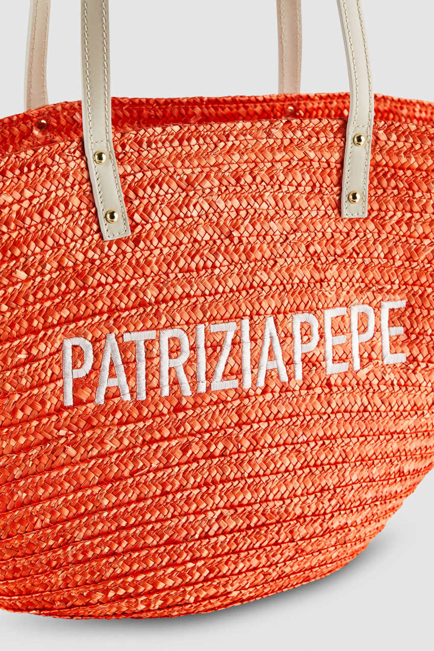 Patrizia Pepe Wide Braided Straw Shopping Bag Oranssi | AZS148027