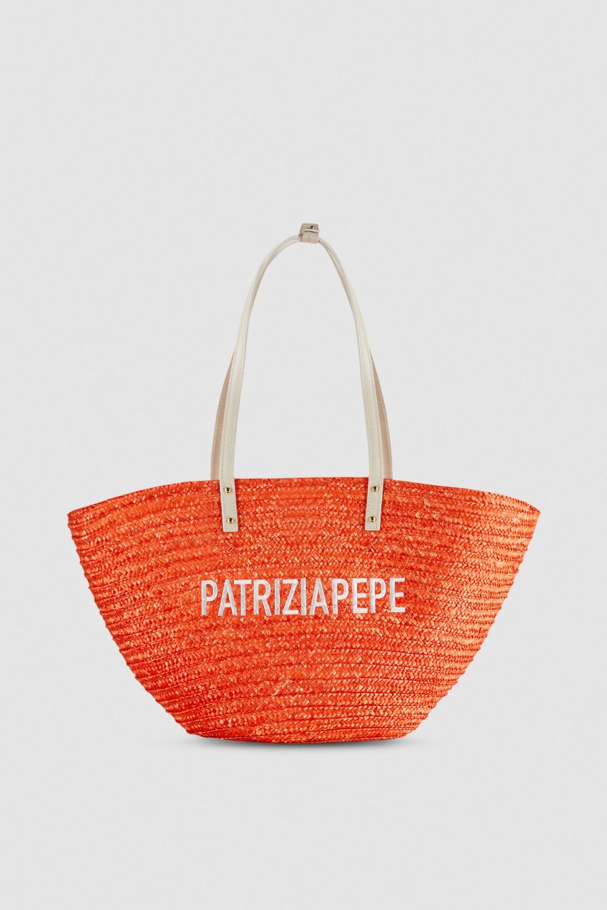 Patrizia Pepe Wide Braided Straw Shopping Bag Oranssi | AZS148027