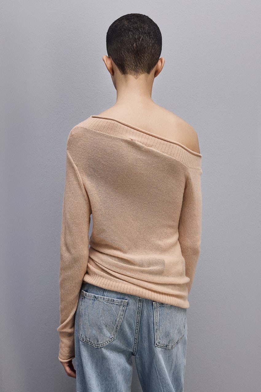 Patrizia Pepe Wool Sweater With Wide Neckline Beige | OFH936428