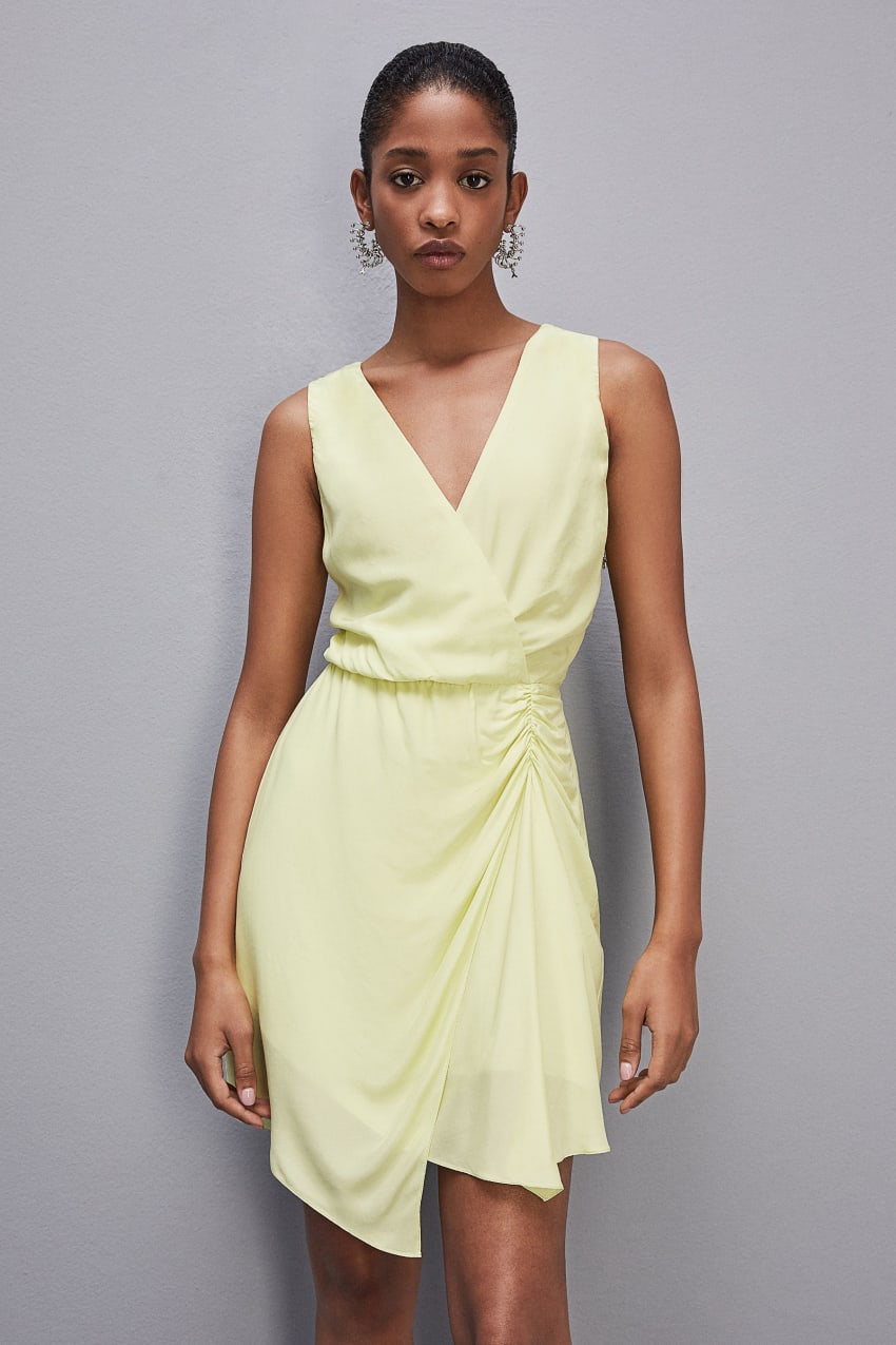 Patrizia Pepe Wrap-effect Sleeveless Dress In Certified Viscose Keltainen | CBP348527