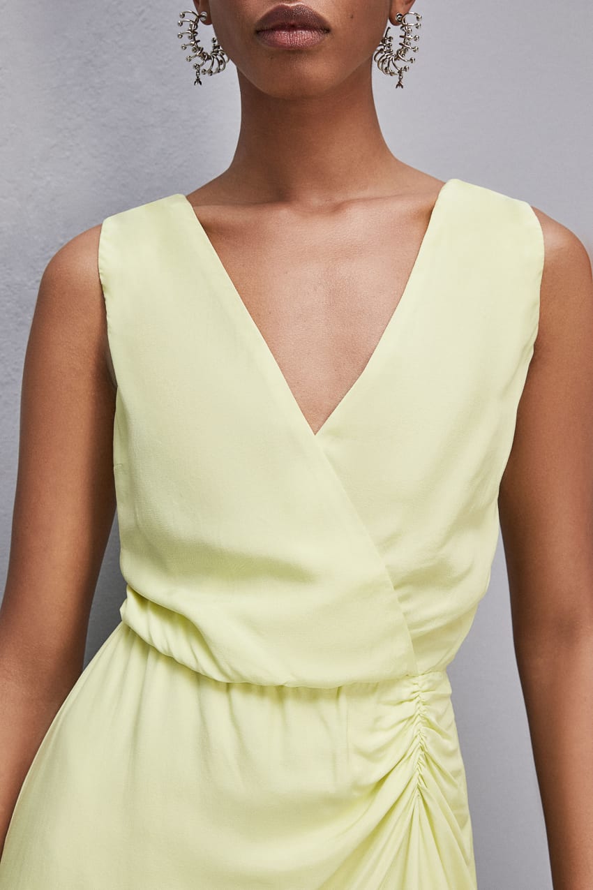 Patrizia Pepe Wrap-effect Sleeveless Dress In Certified Viscose Keltainen | CBP348527